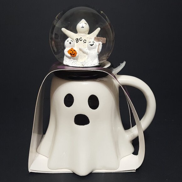 NEW Global Design Ghost Mug with Snowglobe Lid 15 OZ Porcelain Halloween - Picture 4 of 7